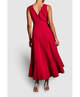 Women's Crepe Ruffle Low Back Dress