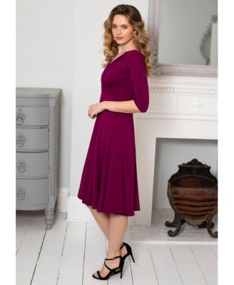 Women's Annie V-Neck 3/4 Sleeve Midi Dress