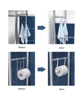 Over The Toilet Storage Shelf, Freestanding Bathroom Organizers and Storage Over Toilet with Paper Holder Towel Hooks Bathroom Organizer