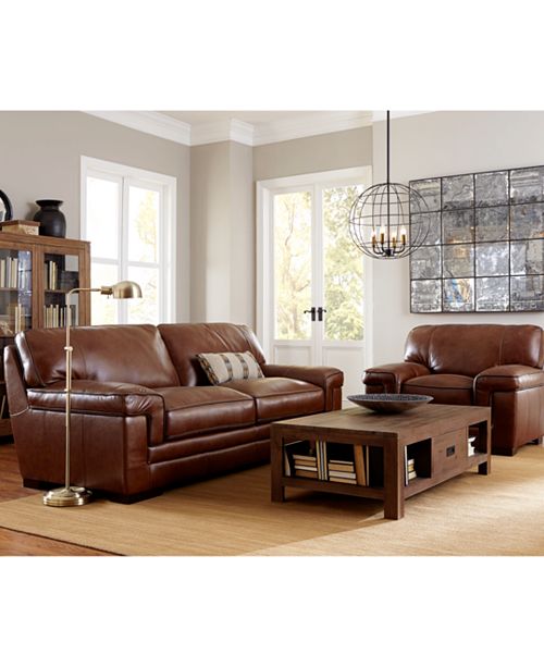 Furniture Myars Leather Sofa Collection & Reviews - Furniture - Macy&#39;s