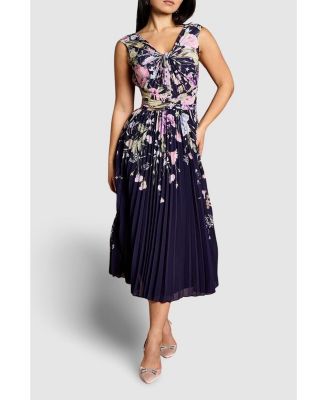 Women's Twist Front Printed Midi Dress