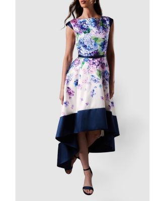 Women's Twill Hi-Lo Floral Midi Dress