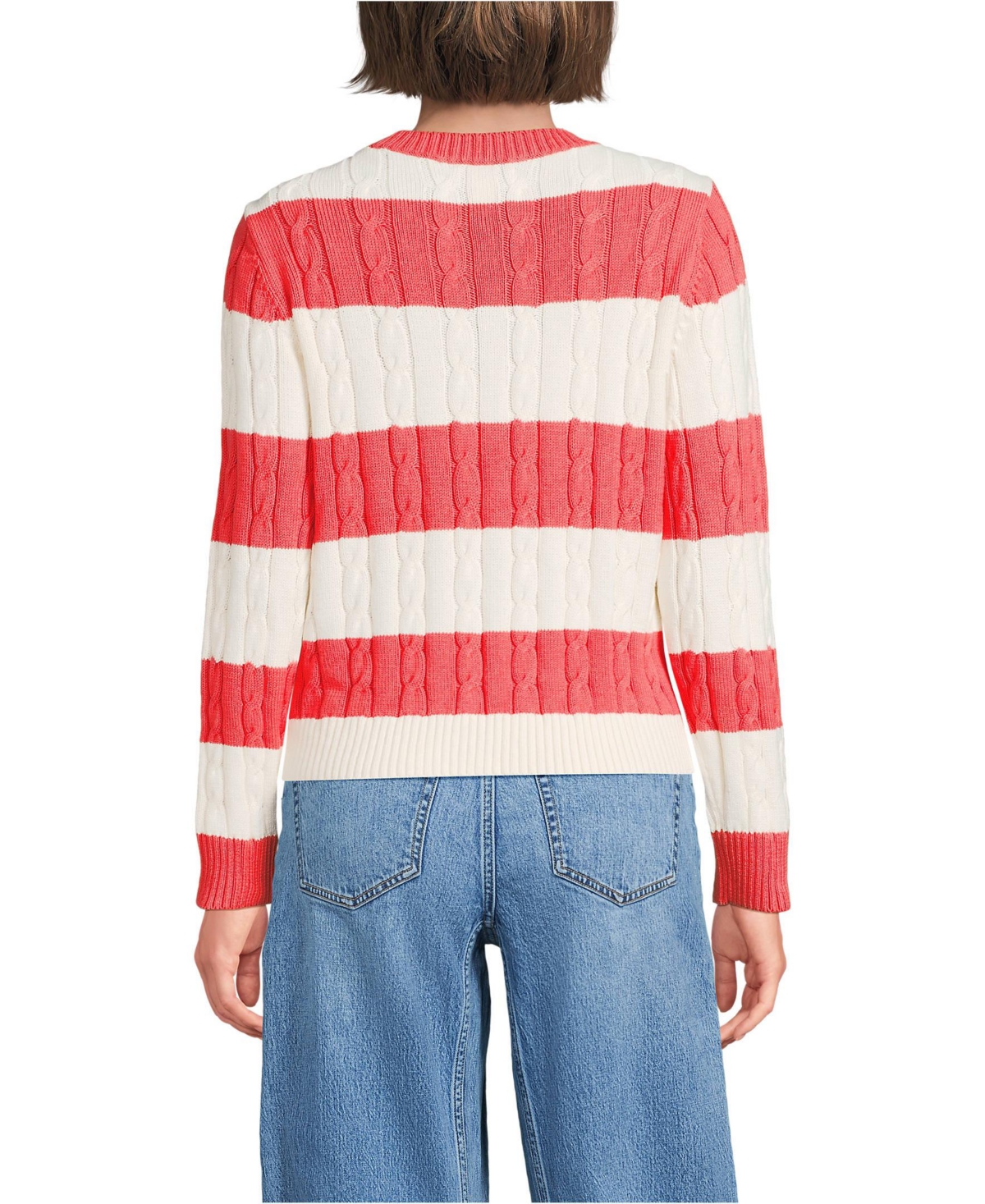 Lands' End Women's Drifter Classic Cable Crew Neck Sweater