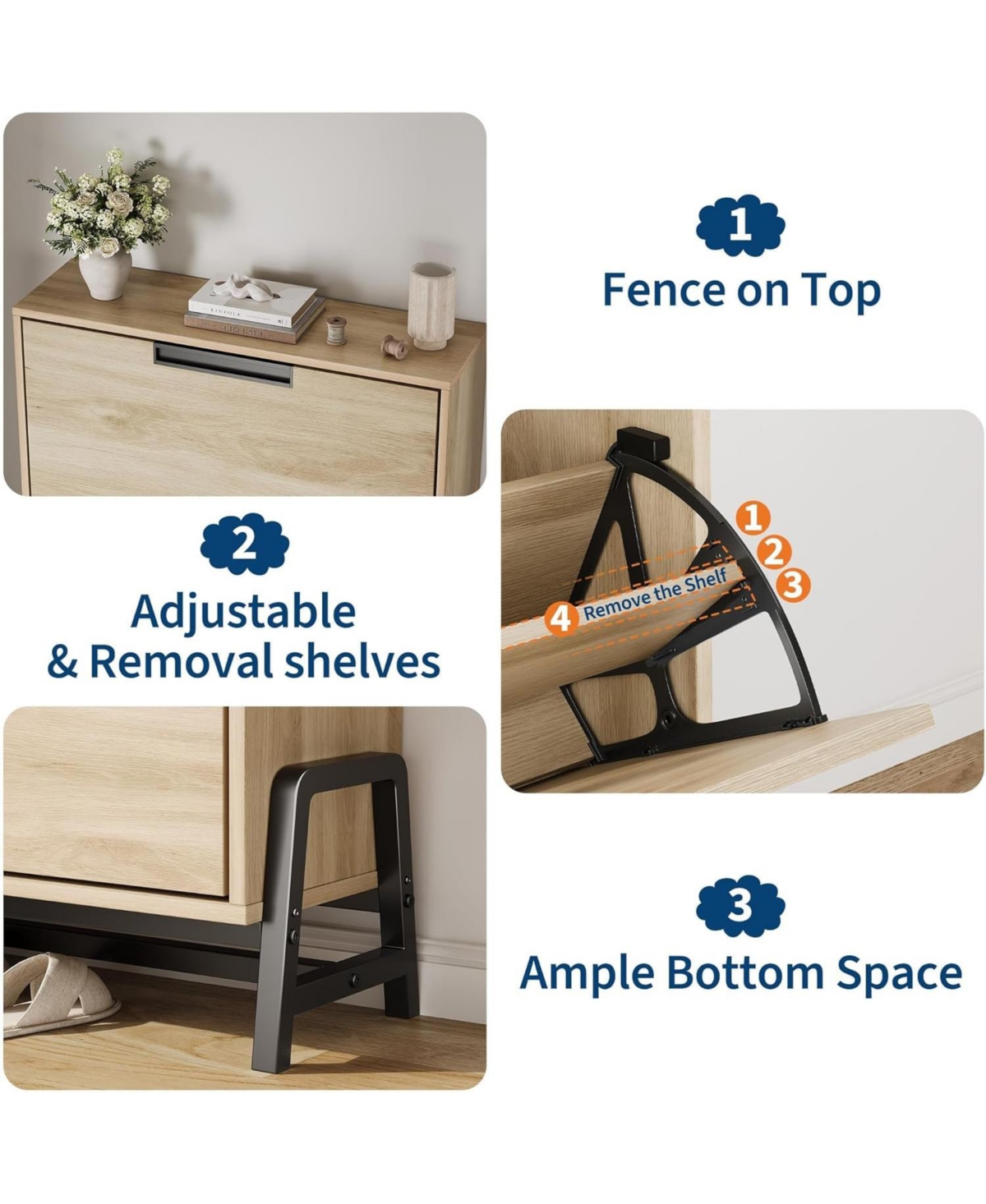 gaomon Shoe Cabinet Storage with 2 Flip Drawers, Hidden for Entryway, Adjustable Shoes Rack Home Hallway, Living Room