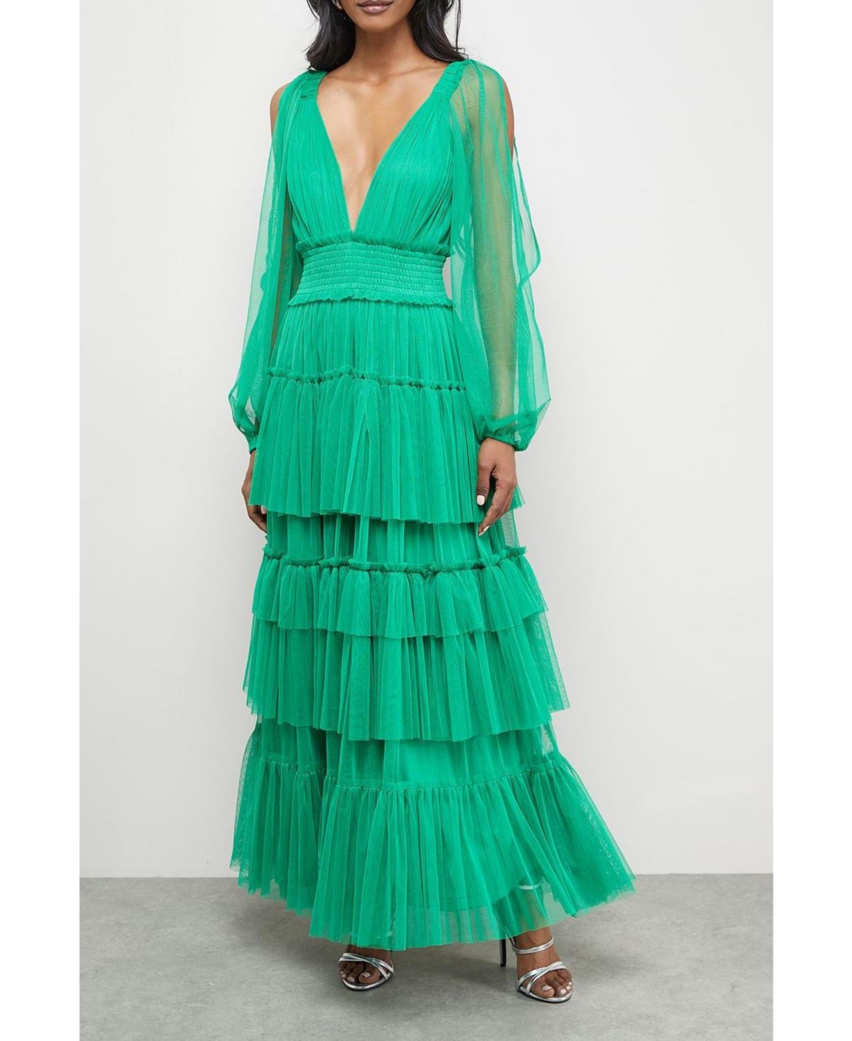 Warehouse Women's Cinched Waist Maxi Dress