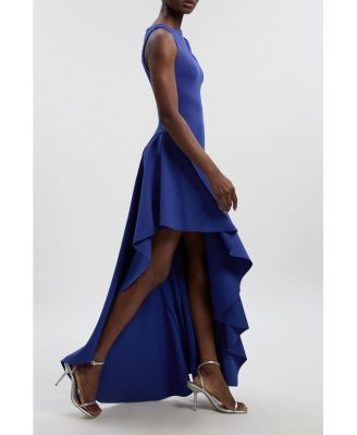 Women's Scuba Drama Ruffle Hem Woven Maxi Dress