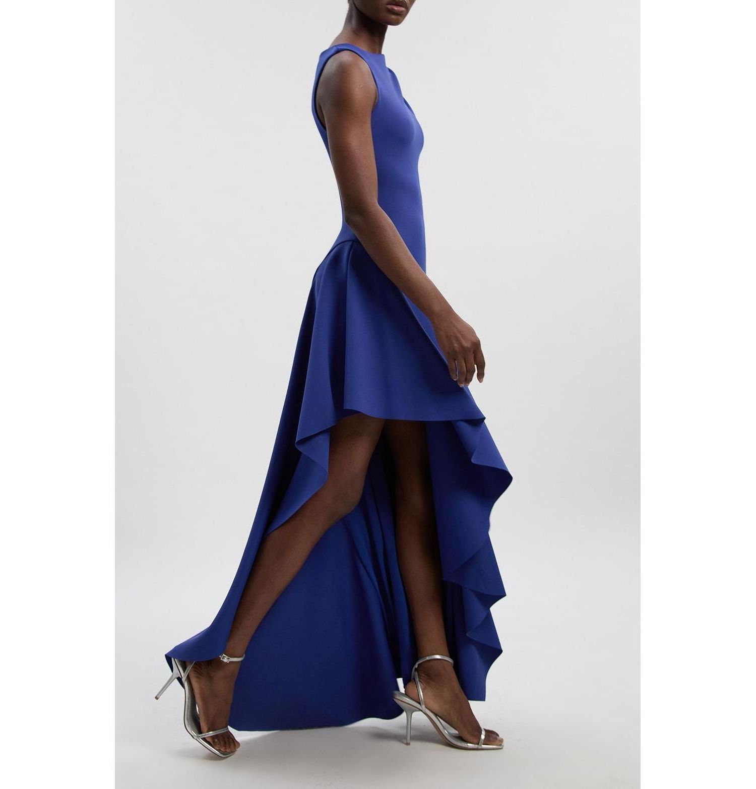 Women's Scuba Drama Ruffle Hem Woven Maxi Dress