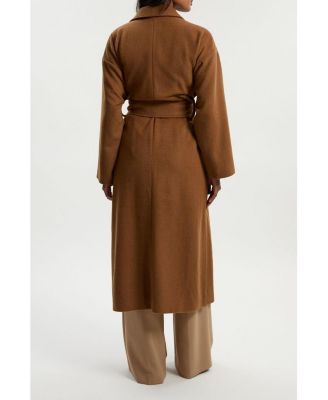Women's Brushed Wool Wrap Tailored Maxi Coat