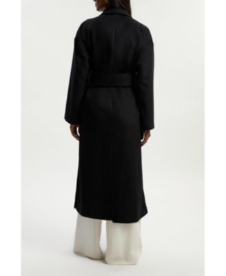 Women's Brushed Wool Wrap Tailored Maxi Coat