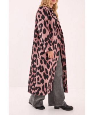 Women's Leopard Wool Blend Tailored Coat