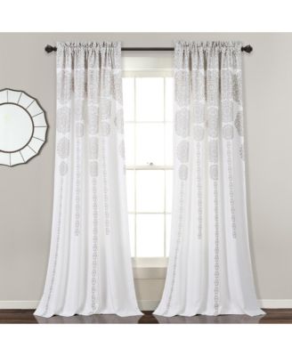 Stripe Medallion Light Filtering Window Curtain Panels Pair- Boho Curtains for Bedroom