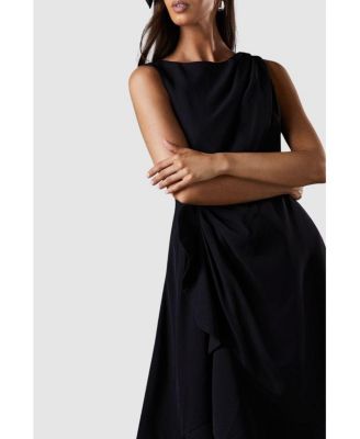 Women's Crepe Ruffle Low Back Dress