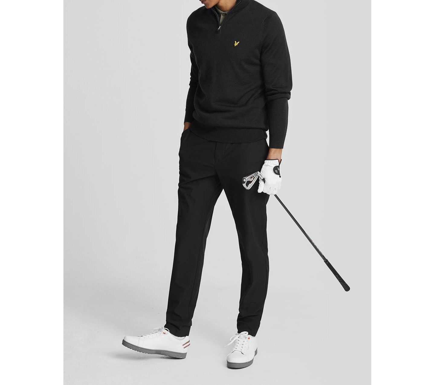 Мужской свитер Lyle & Scott Golf Quarter Zip Merino, цвет: Угольно-чёрный — фото 8