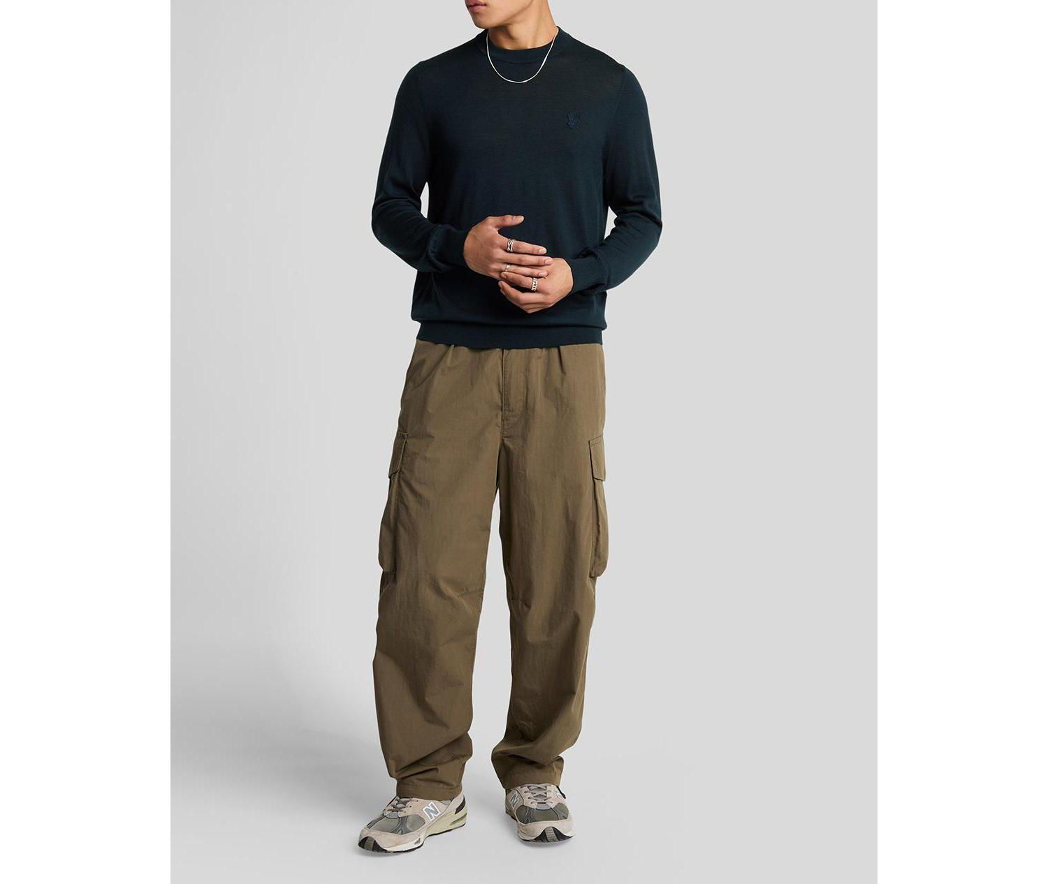 Men's Tonal Eagle Merino Crew Neck Sweater