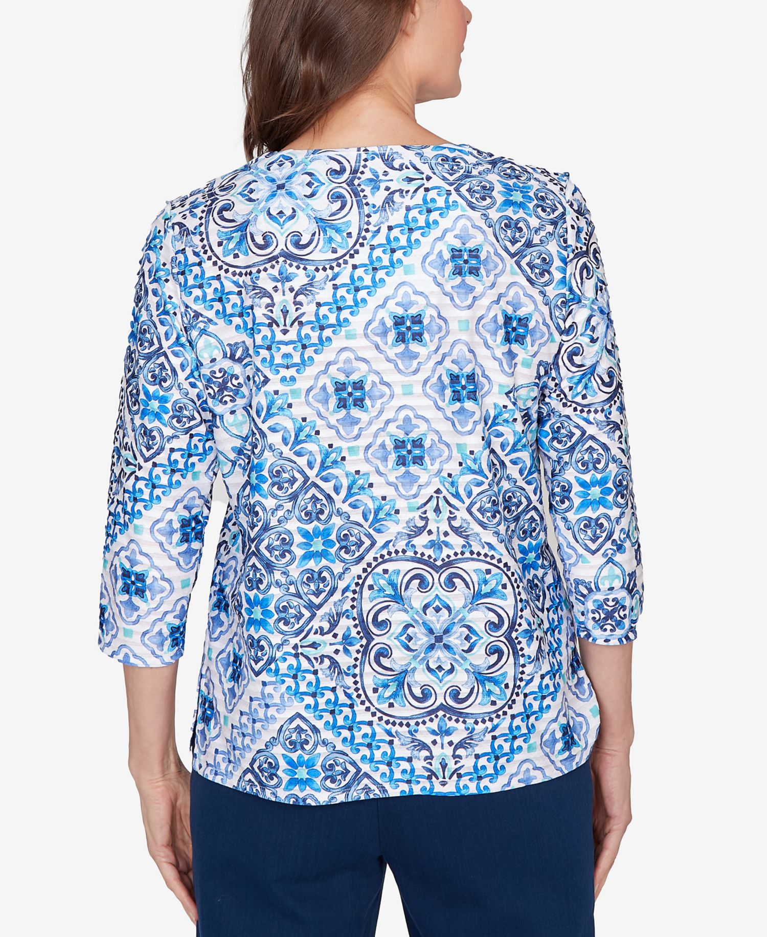 Women's Mykonos Aegean Tile V-Neck Top
