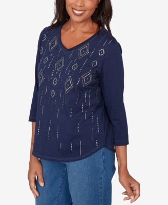 Women's  Austin Diamond Geometric Heat Set Knit Top