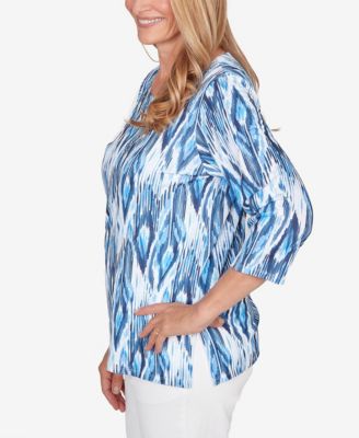 Women's  Mykonos Ikat Embellished Neck Top
