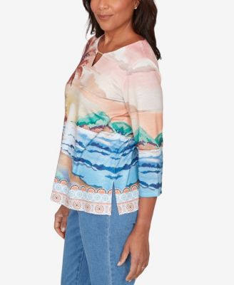 Women's  Beachcomber Sunset Beach Scenic Split Neck Top