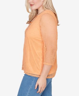 Women's  Beachcomber Bright Popcorn Mesh Top with Necklace