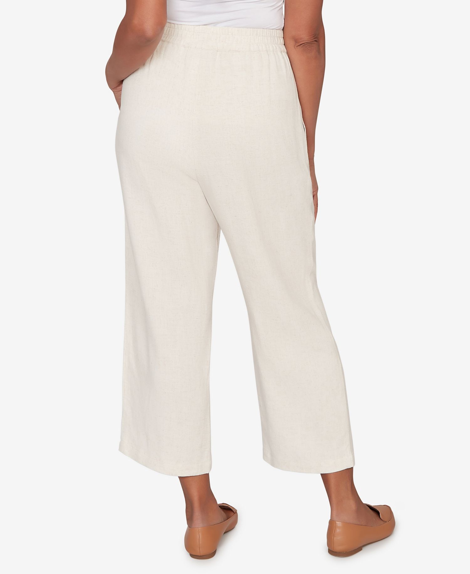 Women's Natural Wonder Linen Elastic Waist Ankle Pant