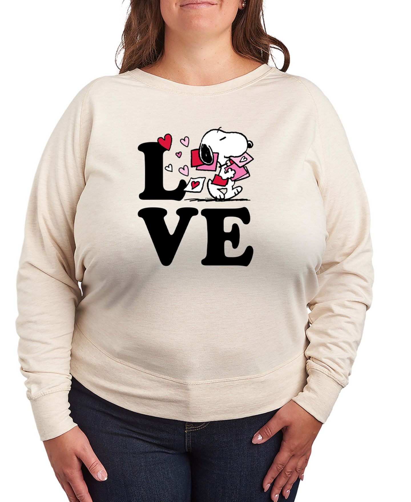 Женская футболка Hybrid Apparel Peanuts Love Snoopy French Terry Long-Sleeve, цвет: Берёзовый — фото 1