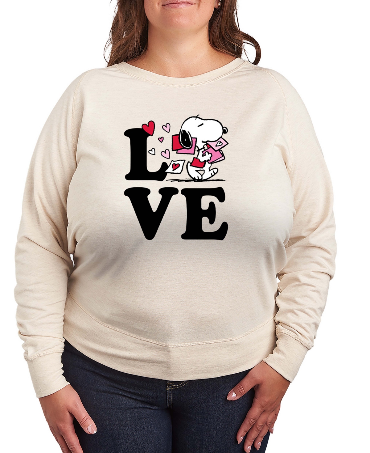 Hybrid Apparel Women's Peanuts Love Snoopy French Terry Long sleeve T-shirt