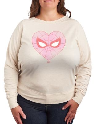 Women's Spider-Man Heart Faded French Terry Long sleeve T-shirt
