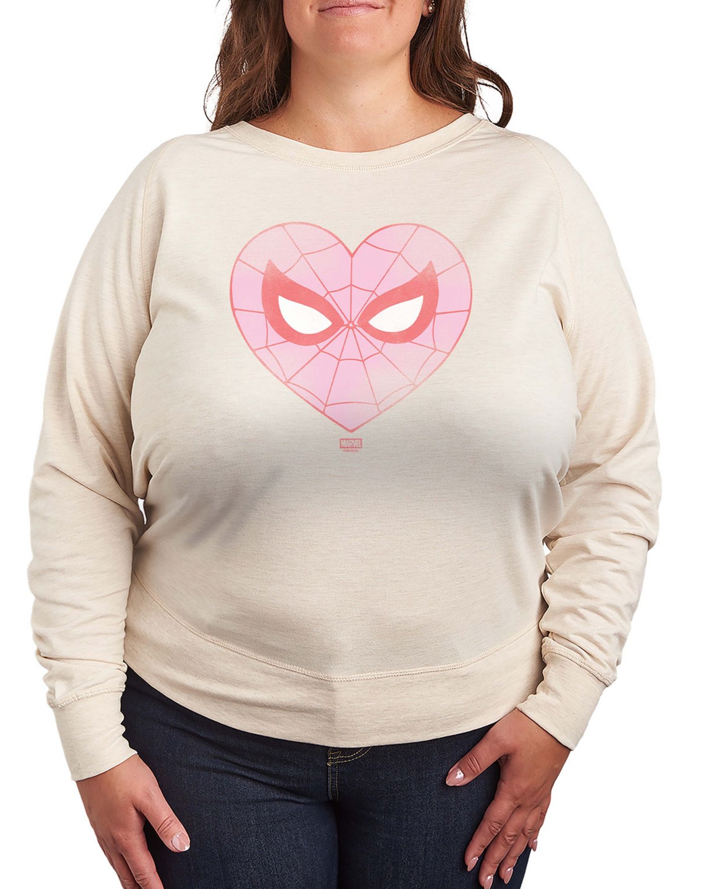 Женская футболка Hybrid Apparel Spider-Man Heart Faded French Terry Long-Sleeve, цвет: Берёзовый — фото 1