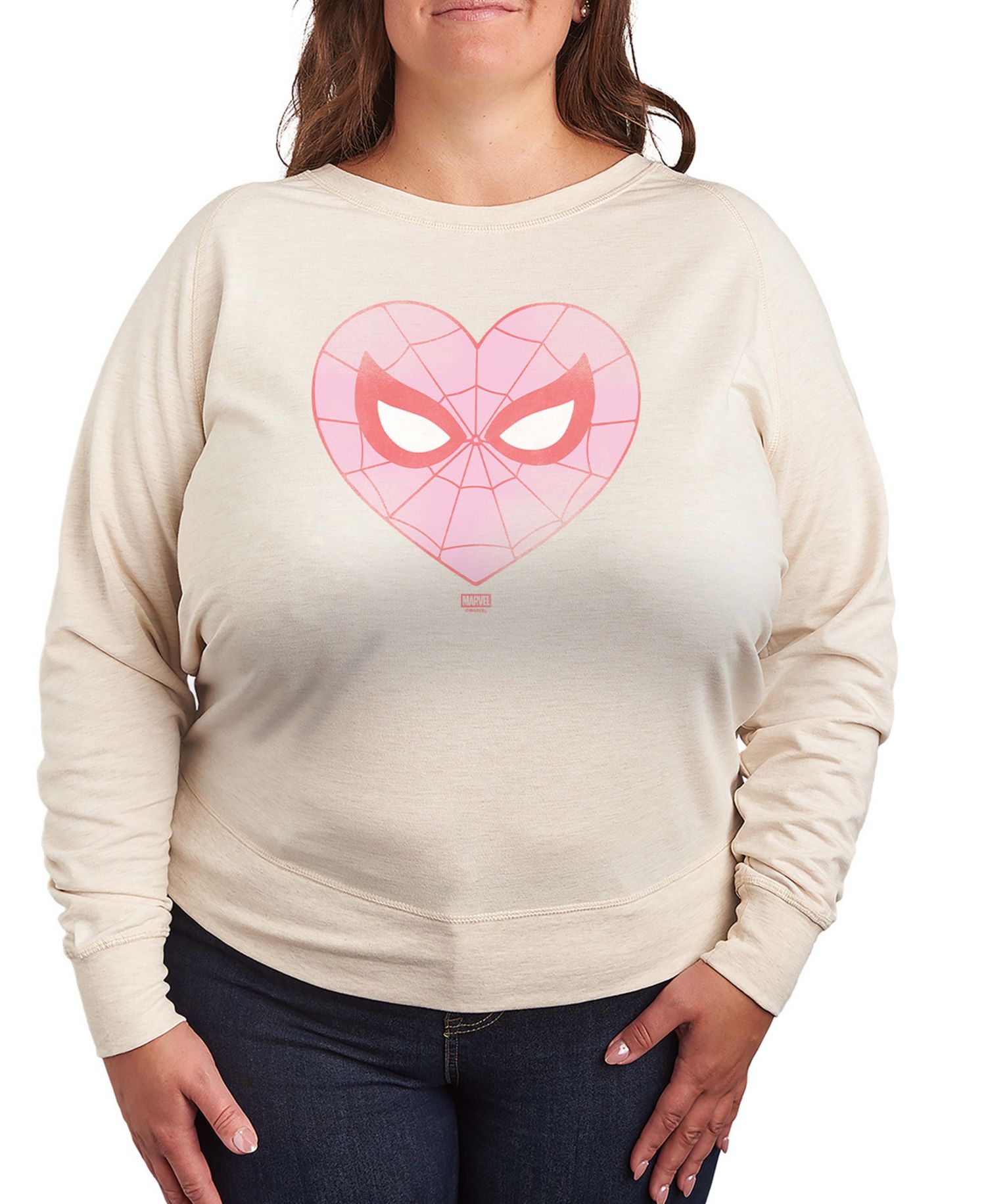 Women's Spider-Man Heart Faded French Terry Long-Sleeve T-Shirt