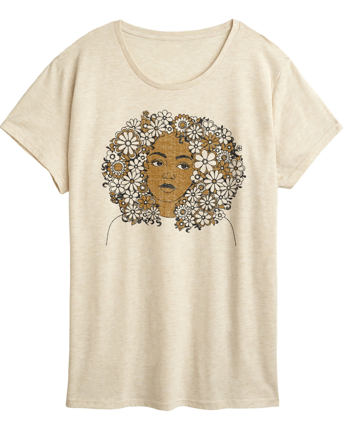 Hybrid Apparel Women's Instant Message Flower Afro Short Sleeve Graphic T-Shirt