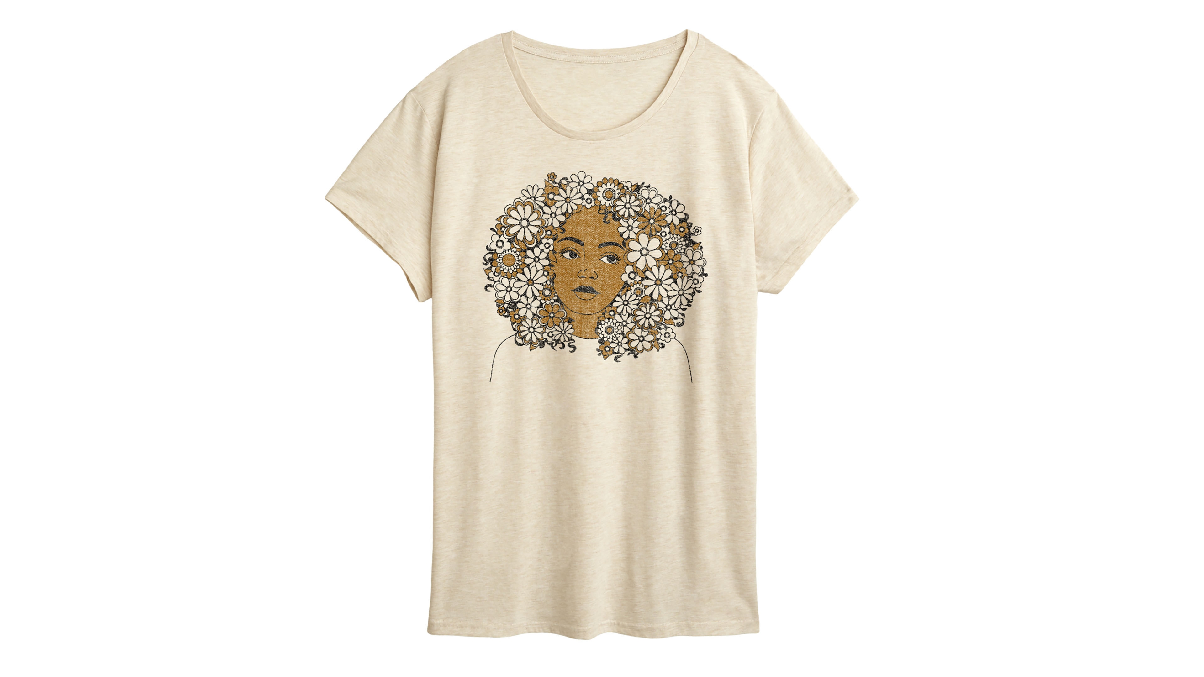 Hybrid Apparel Women's Instant Message Flower Afro Short Sleeve Graphic T-Shirt