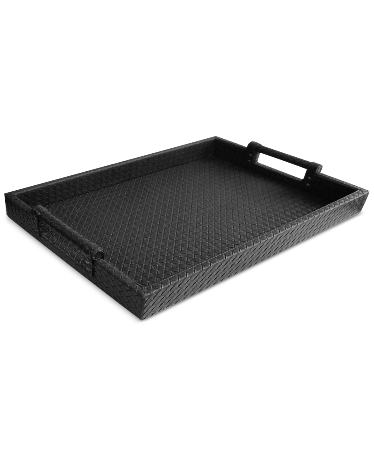 Jay Imports Woven Leather Tray In Black
