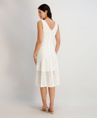 Women's V-Neck Floral Lace Midi Dress