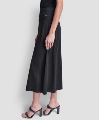 Women's Arid Pique Mini Logo Emblem Slit A-Line Skirt