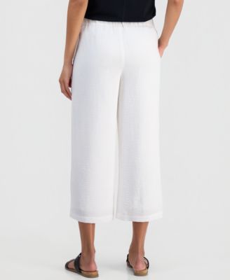Women's Crinkle Wide-Leg Cropped Pants