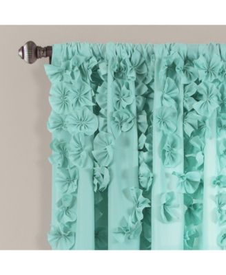Riley Light Filtering Window Curtain Panel, Single 54" W x 63" L, Aqua - Cute Curtains for Bedrooms
