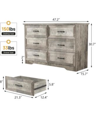 Takywep 6-Drawer Dresser for Bedroom – Farmhouse Modern Wooden Storage Chest with Metal Handles, Dresser Organizer for Bedroom, Living Room