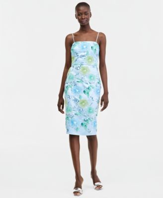 Women's Embellished Square-Neck Midi Mesh Dress