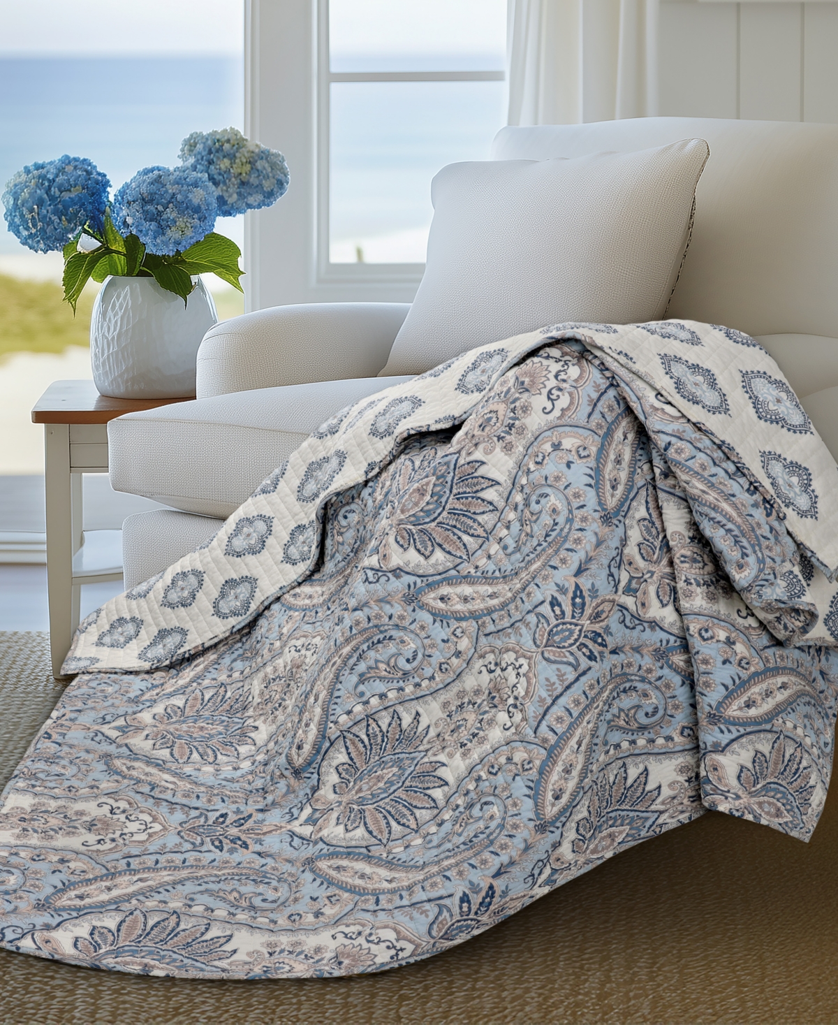 Levtex Kasey Damask Reversible Quilted Throw, 50" x 60"