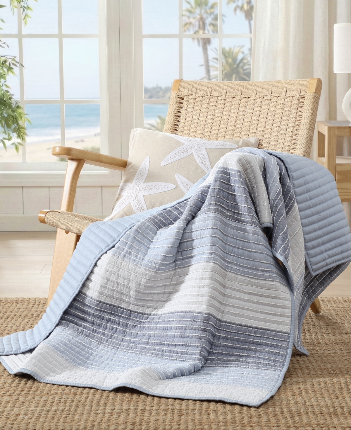 Levtex Home Sand Stripes Textured Quilted Throw, 50" x 60"