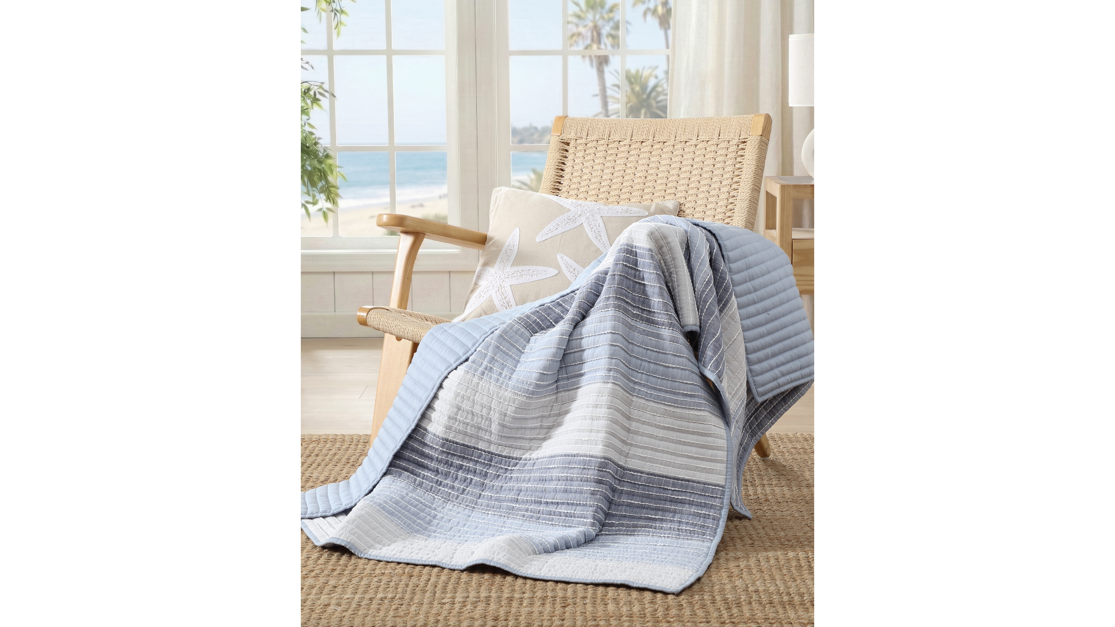 Levtex Home Sand Stripes Textured Quilted Throw, 50" x 60"