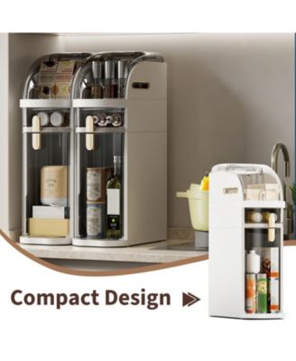 2-Tier Slim Plastic Storage Cabinet – Waterproof Bathroom Organizer with Drawers Transparent Accents