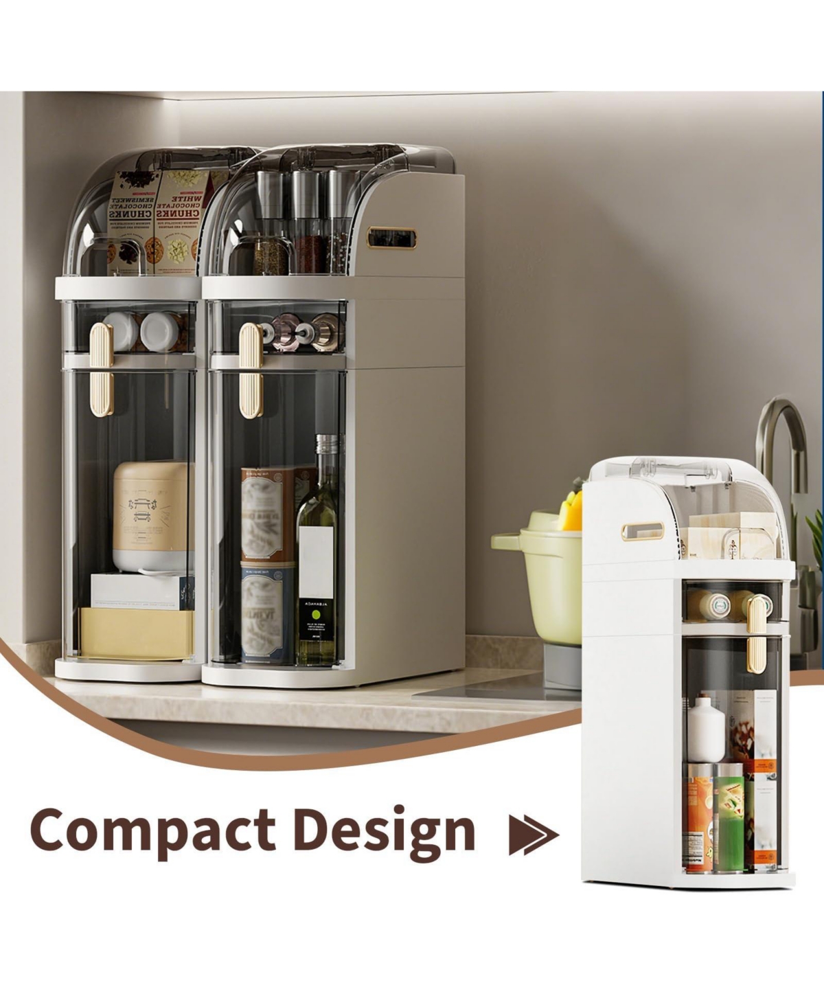 Homfan 2-Tier Slim Plastic Storage Cabinet – Waterproof Bathroom Organizer with Drawers Transparent Accents