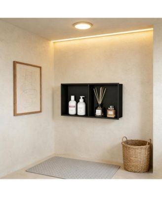 Modern Matte Black Stainless Steel Shower Niche - 24" x 12" Recessed Wall Shelf - Single Tier Bathroom Storage Organizer