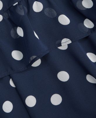 Women's Scattered Dot-Print Chiffon Ruffle Cape Mini Dress