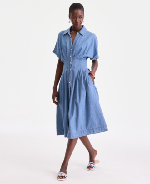 Женские платья On 34th Women’s Cotton Denim Pleated Shirtdress