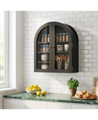 Arched Wall Cabinet, Arched Bathroom Medicine Wall Cabinet with Acrylic Door & Adjustable Shelves, Wall Mounted Storage Organizer