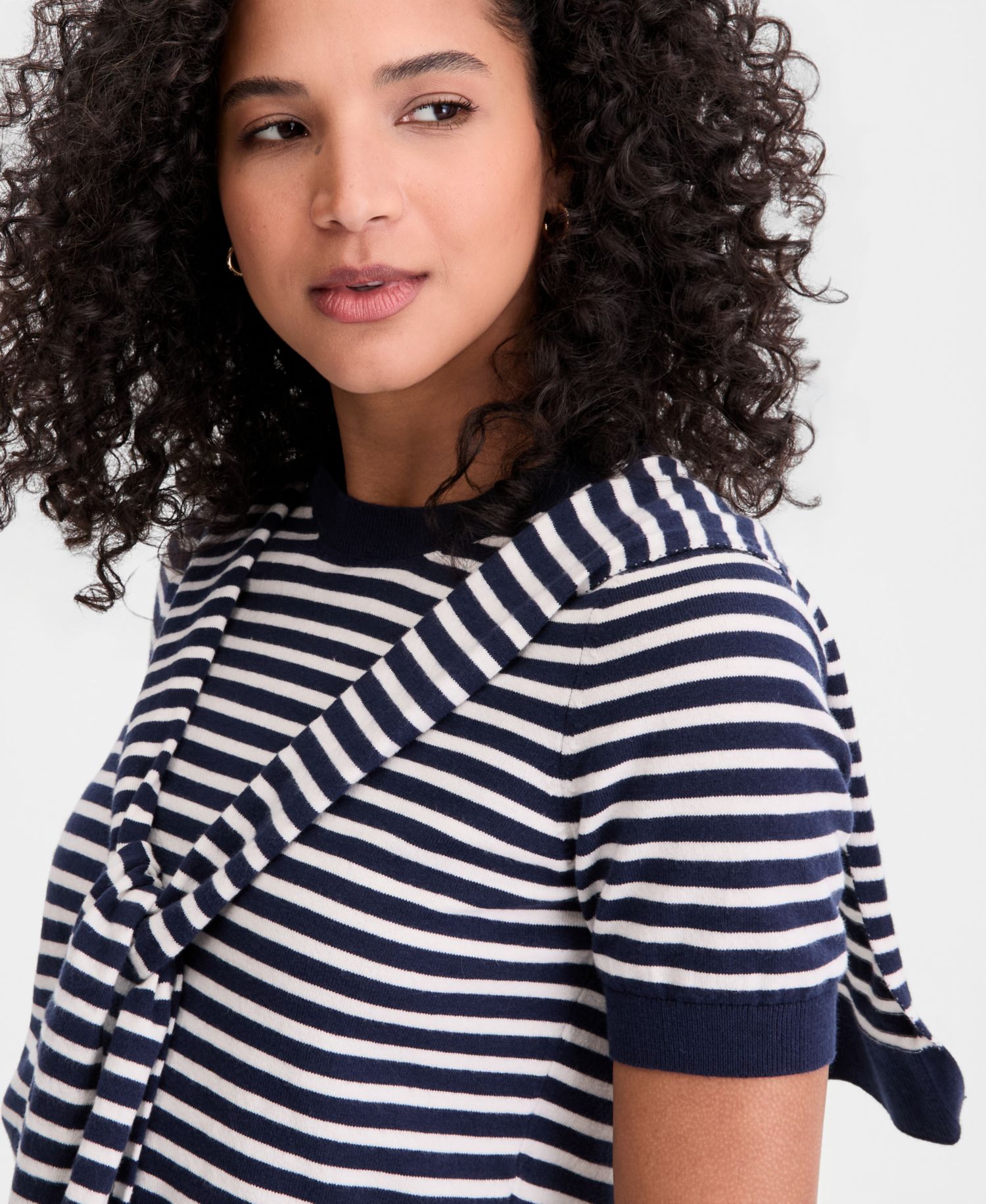 Women's Stripe Tie-Front Sweater Tee