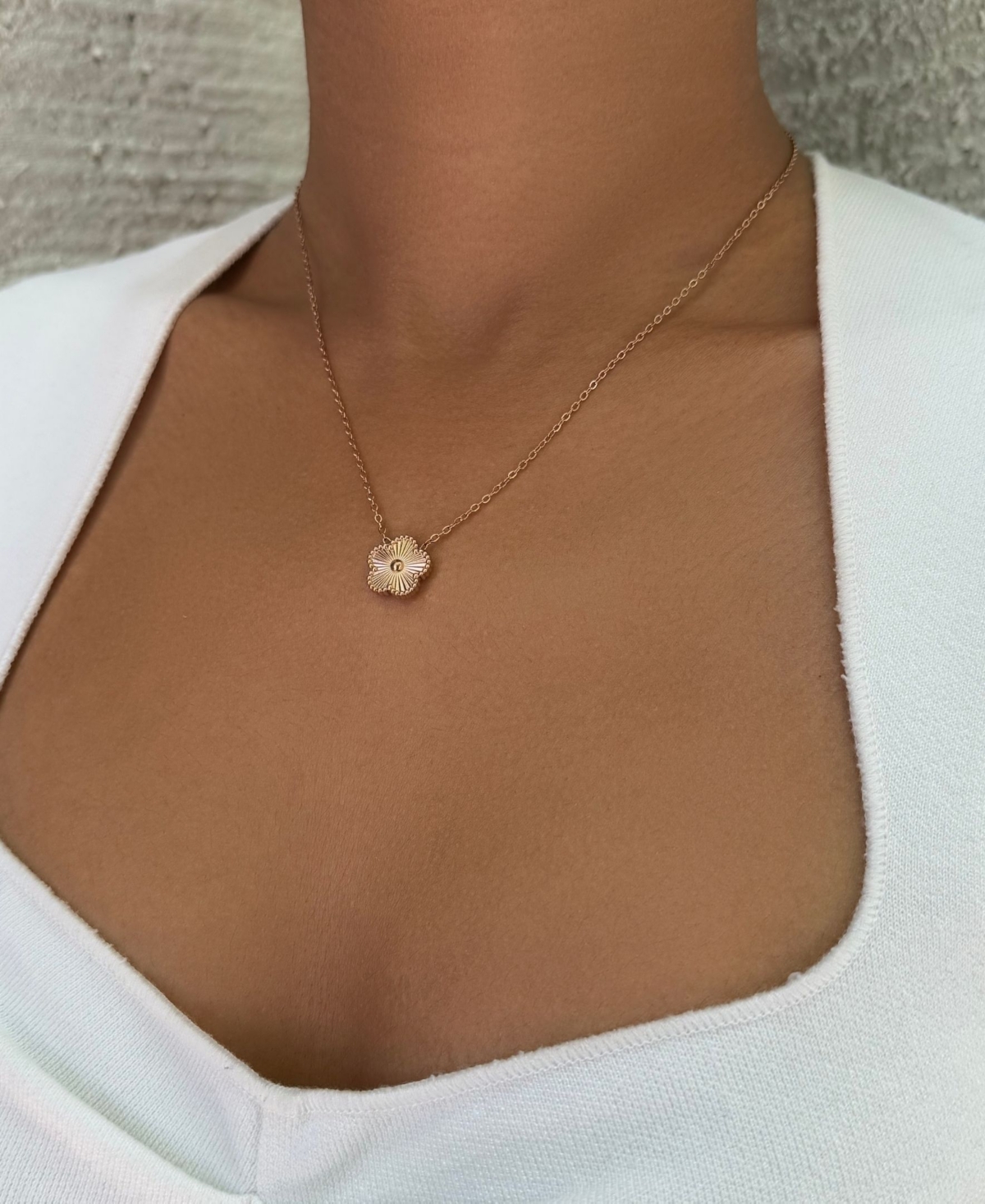 Adornia Tarnish Resistant Rose Gold 5-Leaf Clover Pendant Necklace