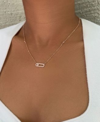 Rose Gold CZ Adjustable Dancing Stone Necklace